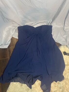 Strapless Navy Blue Chiffon bridesmaids Dress